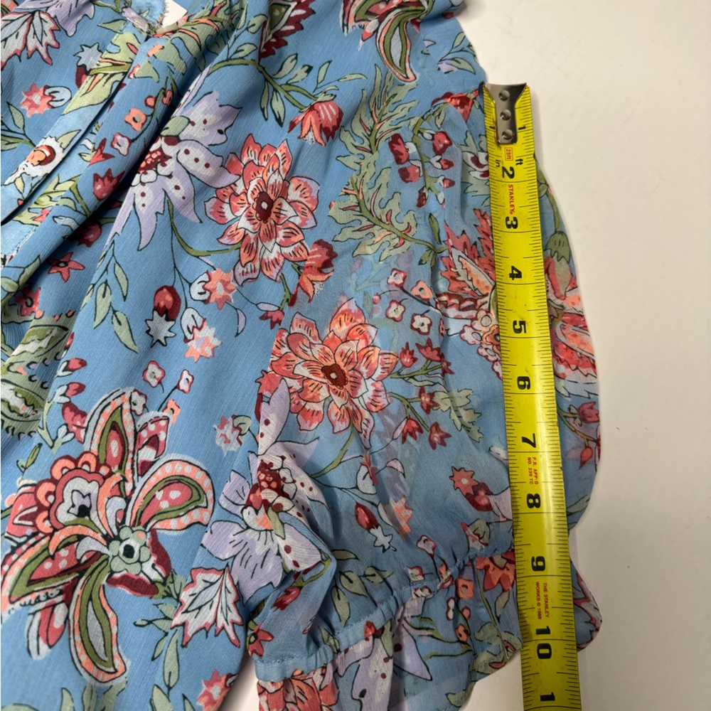 NWT LOFT Floral Print Midi Dress in Blue and Pink - Picture 9 of 10